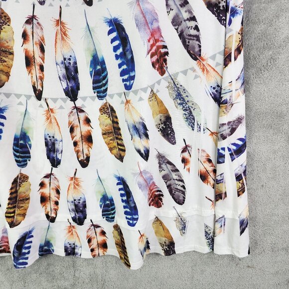 Women's Jostar Feather Print Short Sleeve Top Shirt Short Sleeve Round Neck XL - Picture 3 of 11